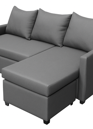 Sala Esquinera Modular El Bazar Store Vancouver Gris oxford 175x130 cm Sofa Lado derecho ó izquierdo Económica, Tela Lino