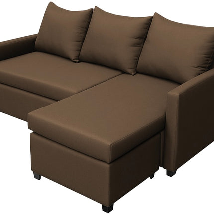 Sala Esquinera Modular El Bazar Store Vancouver Chocolate 175x130 cm Sofa Lado derecho ó izquierdo Económica, Tela Lino