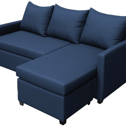 Sala Esquinera Modular El Bazar Store Vancouver Azul Marino 175x130 cm Sofa Lado derecho ó izquierdo Económica, Tela Lino