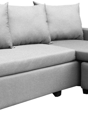 Sala Esquinera Modular El Bazar Store Vancouver Gris plata 175x130 cm Sofa Lado derecho ó izquierdo Económica, Tela Lino