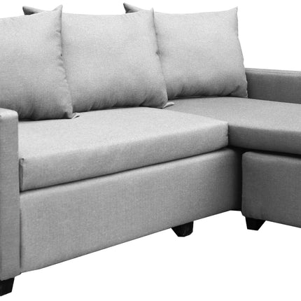 Sala Esquinera Modular El Bazar Store Vancouver Gris plata 175x130 cm Sofa Lado derecho ó izquierdo Económica, Tela Lino