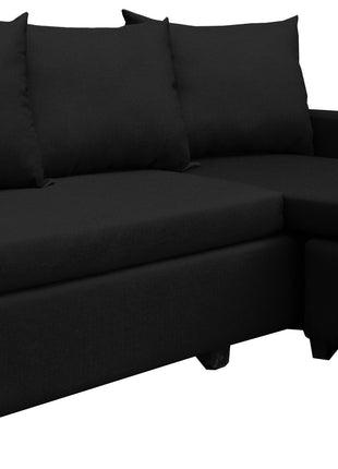 Sala Esquinera Modular El Bazar Store Vancouver Negro 175x130 cm Sofa Lado derecho ó izquierdo Económica, Tela Lino