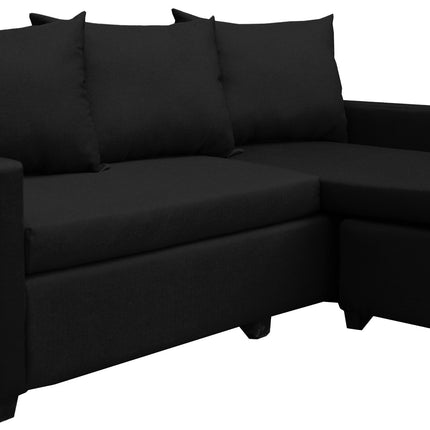 Sala Esquinera Modular El Bazar Store Vancouver Negro 175x130 cm Sofa Lado derecho ó izquierdo Económica, Tela Lino