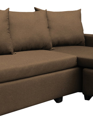 Sala Esquinera Modular El Bazar Store Vancouver Chocolate 175x130 cm Sofa Lado derecho ó izquierdo Económica, Tela Lino