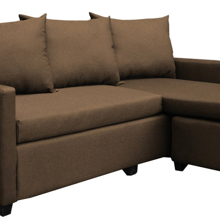 Sala Esquinera Modular El Bazar Store Vancouver Chocolate 175x130 cm Sofa Lado derecho ó izquierdo Económica, Tela Lino