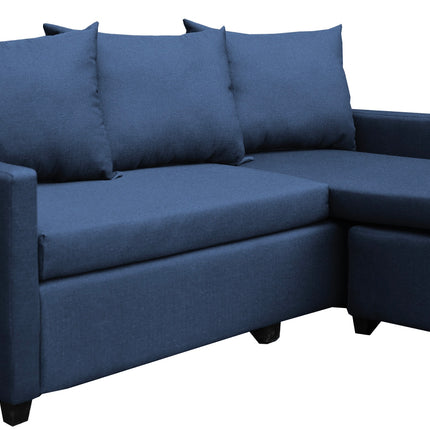 Sala Esquinera Modular El Bazar Store Vancouver Azul Marino 175x130 cm Sofa Lado derecho ó izquierdo Económica, Tela Lino