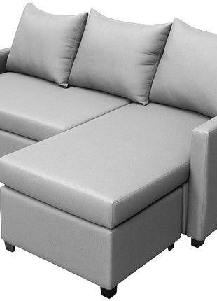 Sala Esquinera Modular El Bazar Store Vancouver Gris plata 175x130 cm Sofa Lado derecho ó izquierdo Económica, Tela Lino