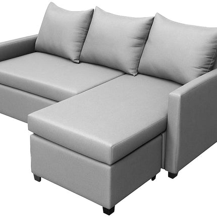 Sala Esquinera Modular El Bazar Store Vancouver Gris plata 175x130 cm Sofa Lado derecho ó izquierdo Económica, Tela Lino