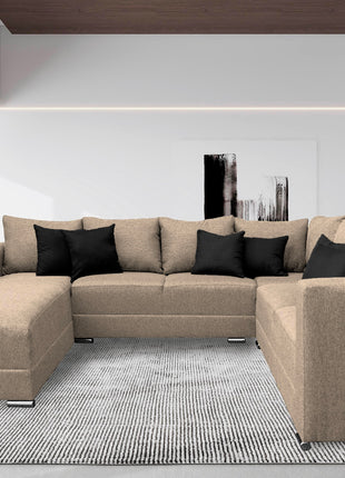 Sala Corbel - Esquinera en "U" Beige, 200x315x255 cm, 4 salas en 1, El Bazar Store