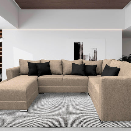 Sala Corbel - Esquinera en "U" Beige, 200x315x255 cm, 4 salas en 1, El Bazar Store
