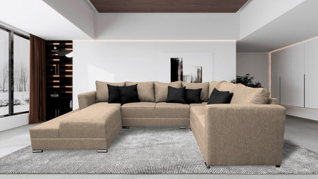 Sala Corbel - Esquinera en "U" Beige, 200x315x255 cm, 4 salas en 1, El Bazar Store