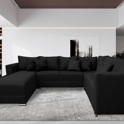 Sala Corbel - Esquinera en "U" Negro, 200x315x255 cm, 4 salas en 1, El Bazar Store