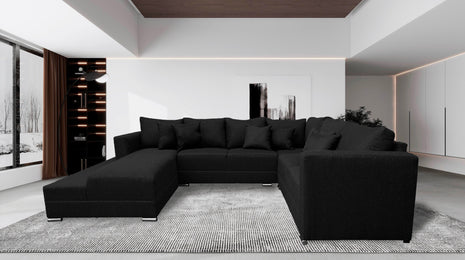 Sala Corbel - Esquinera en "U" Negro, 200x315x255 cm, 4 salas en 1, El Bazar Store