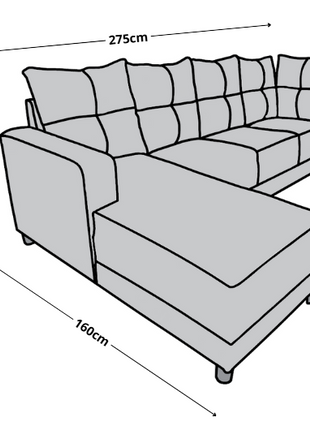 Sala Esquinera El Bazar Store Freya Gris Oxford 275x160 cm, Tela Lino nacional, Modular