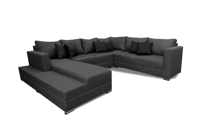 Sala Corbel - Esquinera en "U" Gris Oxford, 200x315x255 cm, 4 salas en 1, El Bazar Store