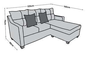 Sala Esquinera El Bazar Store Hermes Negro 225x165 cm, Lado Izquierdo y derecho, Lino nacional