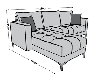 Sala Esquinera El Bazar Store Interlaken Gris Plata 280X180 cm, Tela Lino nacional, Modular