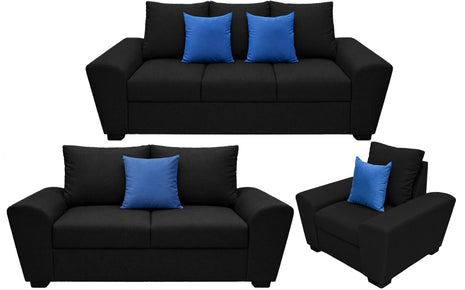 Sala Modular 3-2-1 El Bazar Store Islandia Negro, Sofa, Love seat y sillón