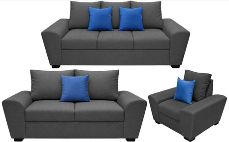 Sala Modular 3-2-1 El Bazar Store Islandia Gris Oxford, Sofa, Love seat y sillon