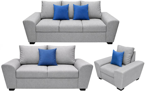 Sala Modular 3-2-1 El Bazar Store Islandia Gris Plata, Sofa, Love seat y sillón