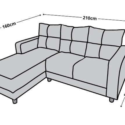 Sala Esquinera El Bazar Store Demeter Azul marino 210x160 cm, Tela Lino nacional, Modular, Chaise, love seat