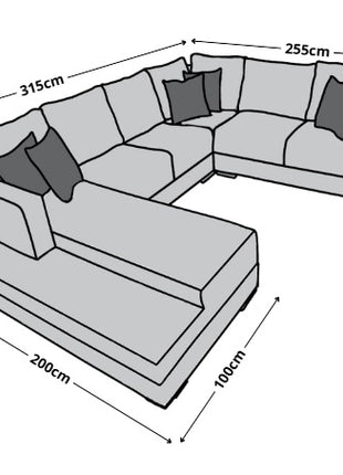 Sala Corbel - Esquinera en "U" Plata, 200x315x255 cm, 4 salas en 1, El Bazar Store