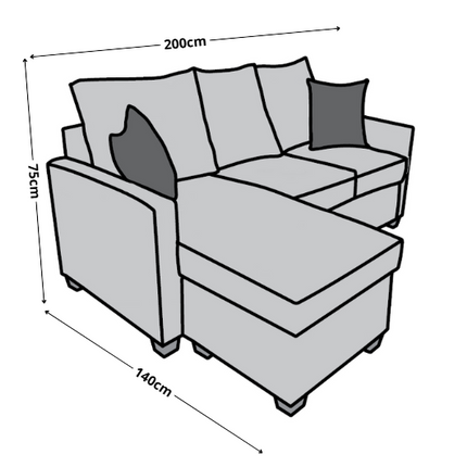 Sala Esquinera El Bazar Store Denver Gris Oxford, 200x140 cm, Lado derecho e Izquierdo, Lino nacional, Sofa