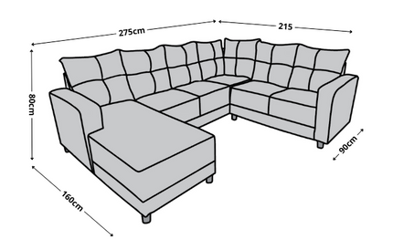 Sala Esquinera en U El Bazar Store Hera Chocolate 160x275x215 cm, 4 Salas en 1, Tela Lino nacional, Modular, chaise, love seat, sofa