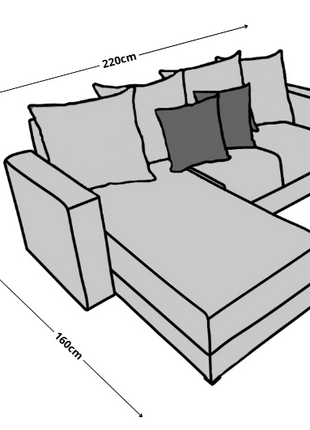 Sala Esquinera El Bazar Store Lombar Lino Gris Oxford- 220x160 cm, Tela lino nacional