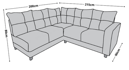 Sala Esquinera El Bazar Store Loki Negro 200x215 cm, Tela Lino nacional, Modular