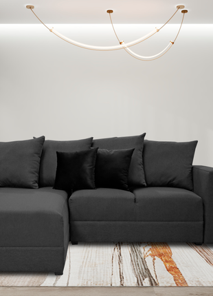 Sala Esquinera El Bazar Store Lombar Lino Gris Oxford- 220x160 cm, Tela lino nacional