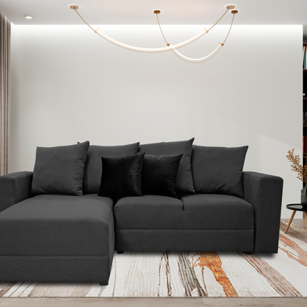 Sala Esquinera El Bazar Store Lombar Lino Gris Oxford- 220x160 cm, Tela lino nacional