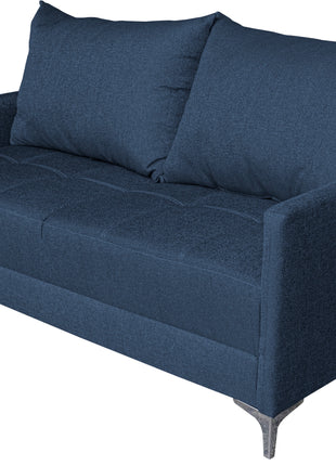 Sala Esquinera Modular El Bazar Store Montana Azul Marino 170x155 cm, Tela Lino nacional Love seat y taburete