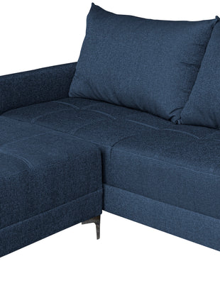 Sala Esquinera Modular El Bazar Store Montana Azul Marino 170x155 cm, Tela Lino nacional Love seat y taburete