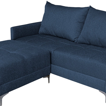 Sala Esquinera Modular El Bazar Store Montana Azul Marino 170x155 cm, Tela Lino nacional Love seat y taburete