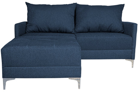 Sala Esquinera Modular El Bazar Store Montana Azul Marino 170x155 cm, Tela Lino nacional Love seat y taburete