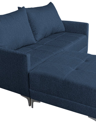 Sala Esquinera Modular El Bazar Store Montana Azul Marino 170x155 cm, Tela Lino nacional Love seat y taburete
