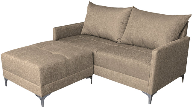 Sala Esquinera Modular El Bazar Store Montana Beige 170x155 cm, Tela Lino nacional Love seat y taburete