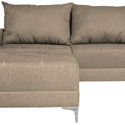 Sala Esquinera Modular El Bazar Store Montana Beige 170x155 cm, Tela Lino nacional Love seat y taburete