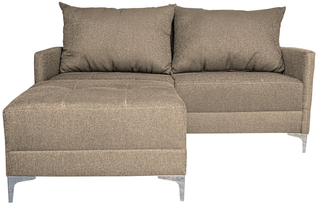 Sala Esquinera Modular El Bazar Store Montana Beige 170x155 cm, Tela Lino nacional Love seat y taburete