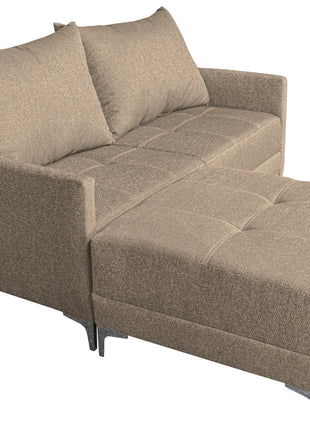 Sala Esquinera Modular El Bazar Store Montana Beige 170x155 cm, Tela Lino nacional Love seat y taburete