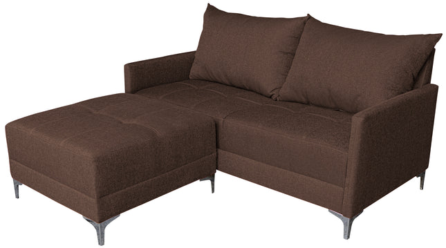Sala Esquinera Modular El Bazar Store Montana Chocolate 170x155 cm, Tela Lino nacional. Love seat y taburete