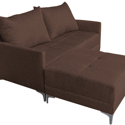 Sala Esquinera Modular El Bazar Store Montana Chocolate 170x155 cm, Tela Lino nacional. Love seat y taburete
