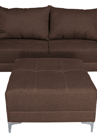 Sala Esquinera Modular El Bazar Store Montana Chocolate 170x155 cm, Tela Lino nacional. Love seat y taburete