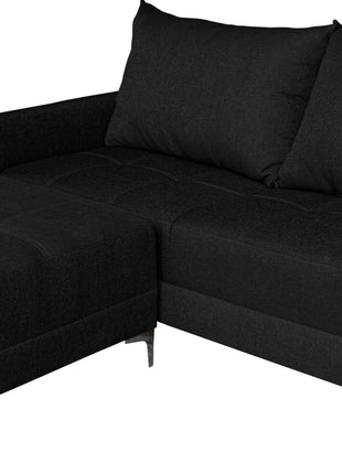 Sala Esquinera Modular El Bazar Store Montana Negro 170x155 cm, Tela Lino nacional. Love seat y taburete