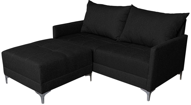 Sala Esquinera Modular El Bazar Store Montana Negro 170x155 cm, Tela Lino nacional. Love seat y taburete