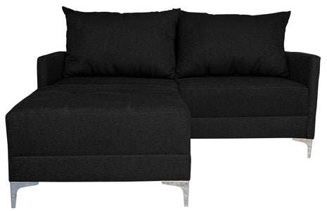 Sala Esquinera Modular El Bazar Store Montana Negro 170x155 cm, Tela Lino nacional. Love seat y taburete