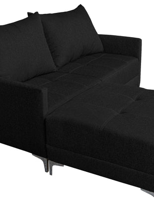 Sala Esquinera Modular El Bazar Store Montana Negro 170x155 cm, Tela Lino nacional. Love seat y taburete