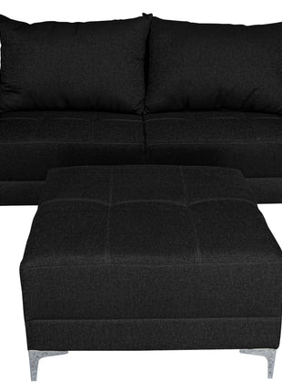 Sala Esquinera Modular El Bazar Store Montana Negro 170x155 cm, Tela Lino nacional. Love seat y taburete