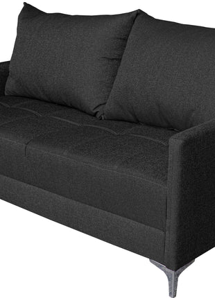 Sala Esquinera Modular El Bazar Store Montana Gris Oxford 170x155 cm, Tela Lino nacional Love seat y taburete